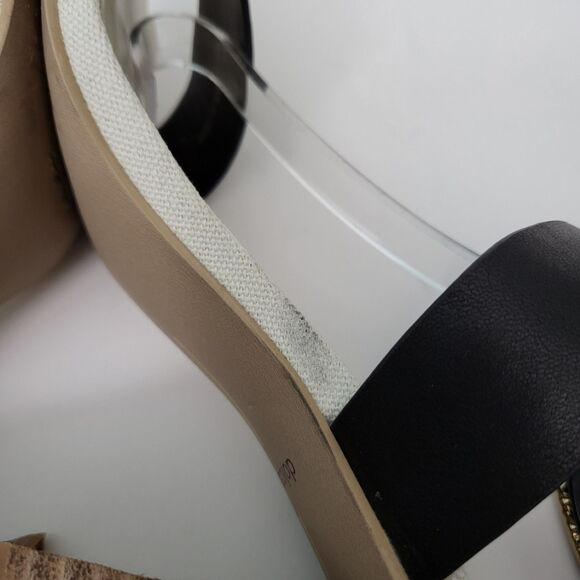 DOLCE VITA Paytin Sandals Womens 7.5 Black White Ankle Strap Square Toe Heels - Picture 6 of 11